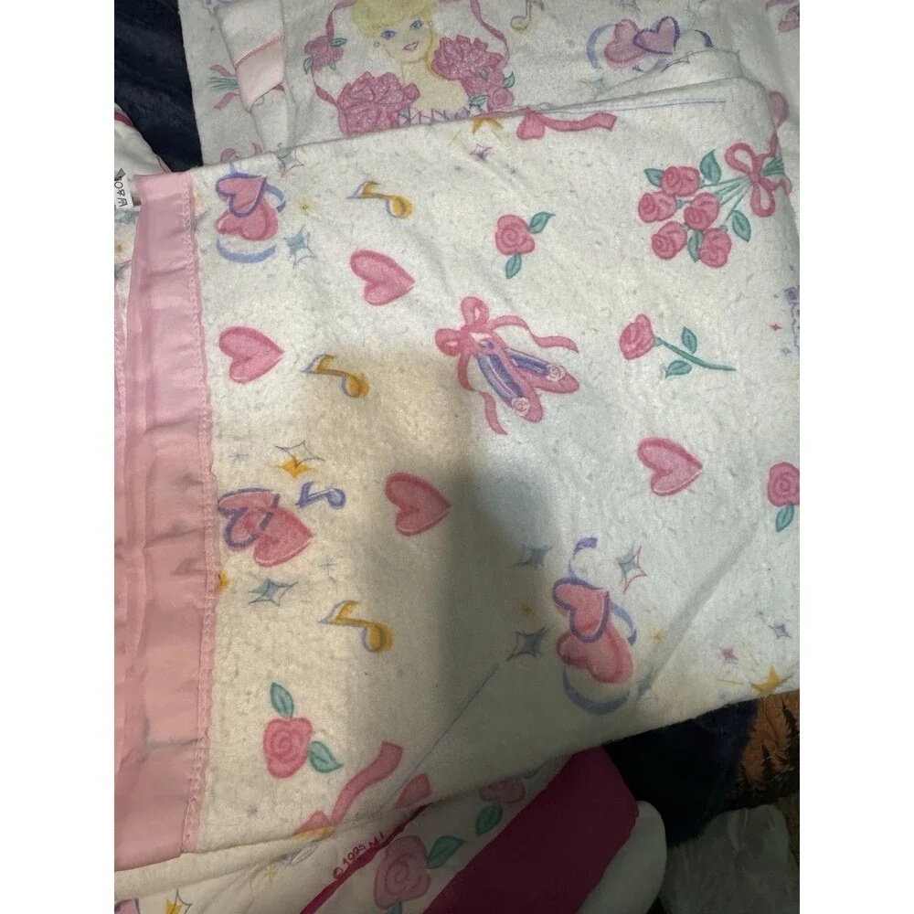 Vintage 1995 Barbie Ballerina Mattel Bedding Lot Comforter Pillow Sheet Pink